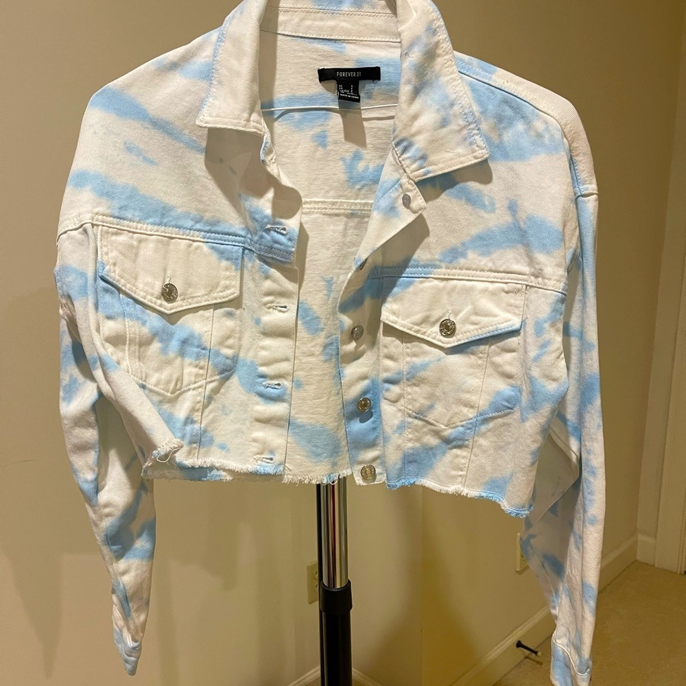 White washed jean jacket from forever 21. Size small but arms run long.